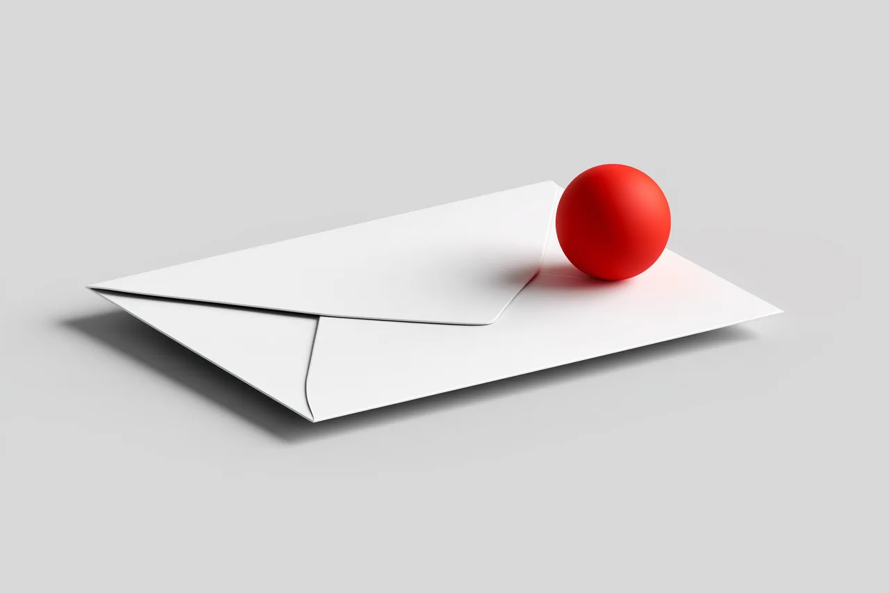 Envelope with a red sphere
