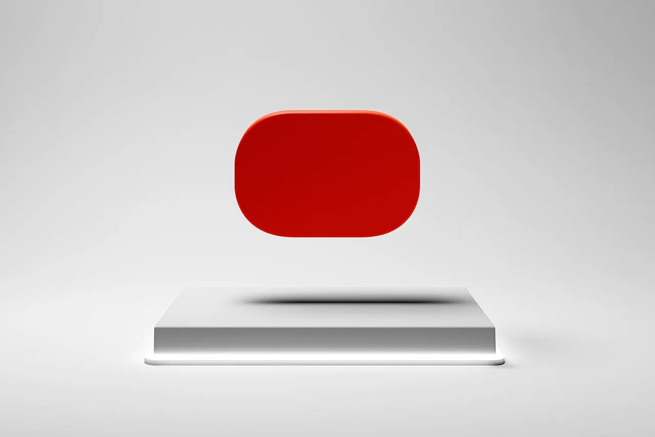 Rote Kachel über weißer Plattform